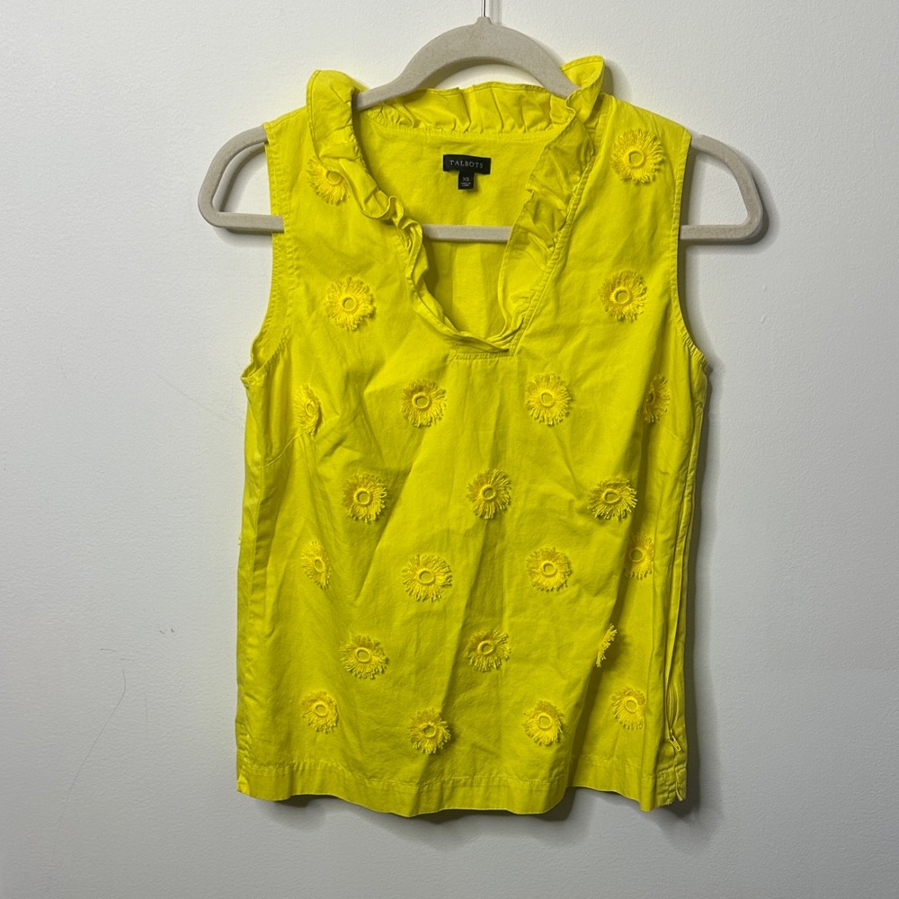 Talbots Yellow Ruffle-Trim Dandelion Tank Top